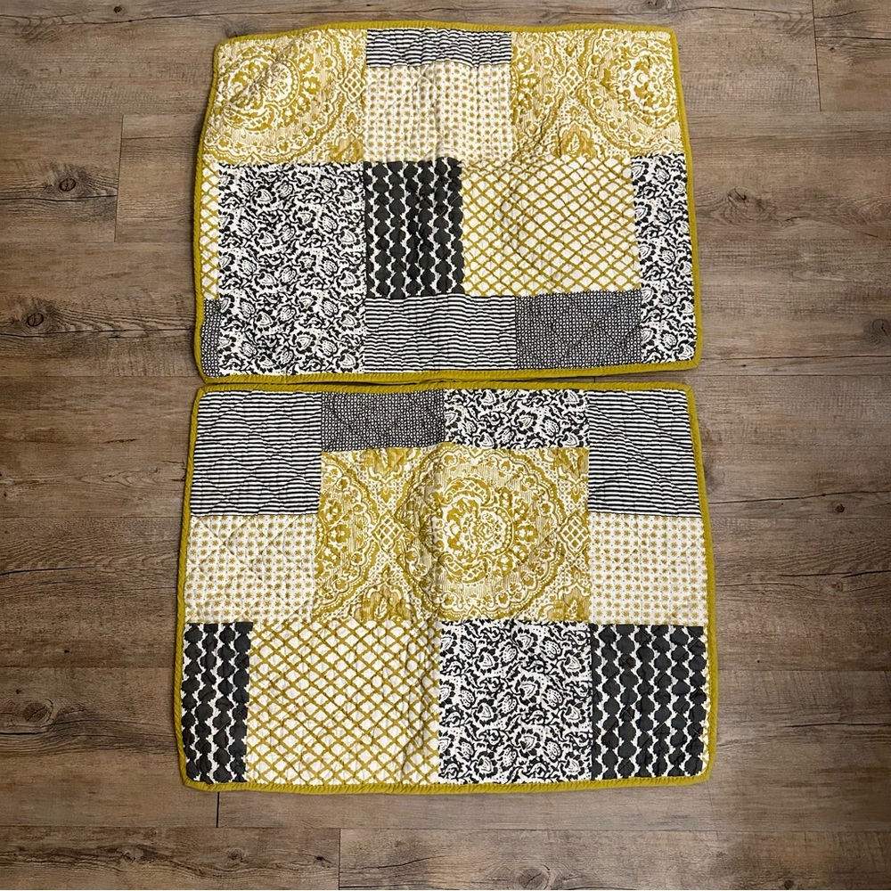 Patchwork Quilted Placemats - Yellow and Black